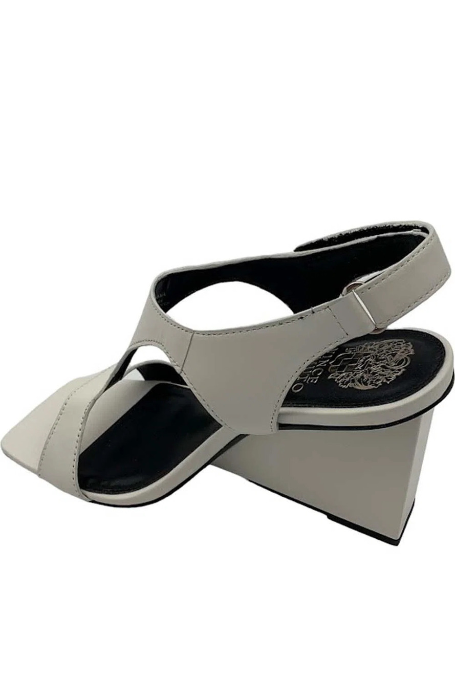 Vince Camuto Leather Wedge Heel Sandals Larahana Coconut Cream - Medium - Picture 3 of 3